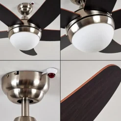 Ventilateurs de Plafond Morino Brun, Nickel mat, 2 lumières, Télécommandes