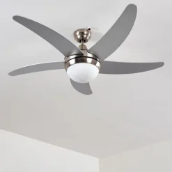 Ventilateurs de Plafond Morino Nickel mat, Argenté, 2 lumières, Télécommandes