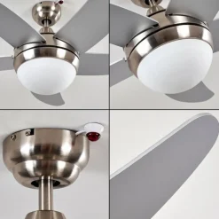 Ventilateurs de Plafond Morino Nickel mat, Argenté, 2 lumières, Télécommandes