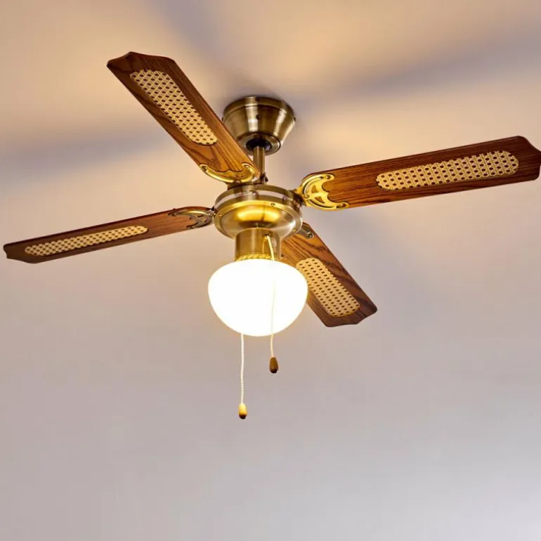 Ventilateurs de Plafond Morea Vieux laiton, Bois foncé, 1 lumière
