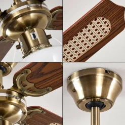 Ventilateurs de Plafond Morea Vieux laiton, Bois foncé, 1 lumière