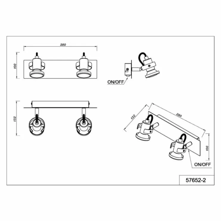Luminaires Globo Lighting Spots Et Projecteurs|Verpax Plafonnier, Spot de plafond, Applique murale, Spot mural Nickel mat, 2 lumières