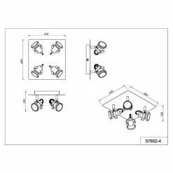 Luminaires Globo Lighting Spots Et Projecteurs|Verpax Plafonnier, Spot de plafond, Applique murale, Spot mural Nickel mat, 4 lumières