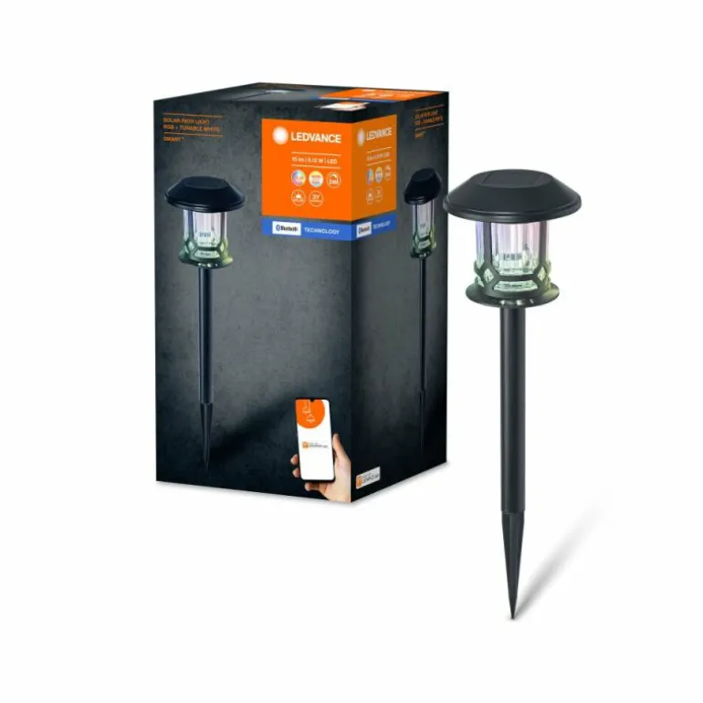 WIF Lampe solaire Luminaires Ledvance LED Noir, 1 lumière, Détecteur de mouvement, Changeur de couleurs