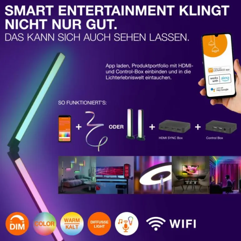 Wifi Plafonnier Luminaires Ledvance LED Noir, 1 lumière, Changeur de couleurs