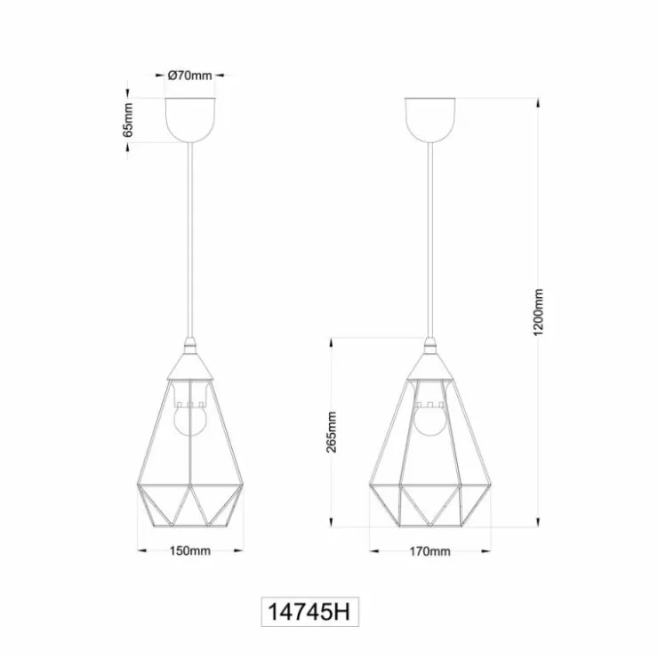 Luminaires Globo Lighting Suspensions|Zachary Suspension Noir, 1 lumière