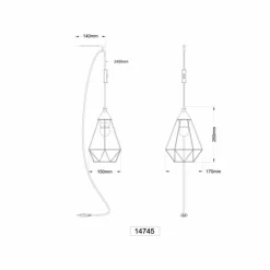 Luminaires Globo Lighting Suspensions|Zachary Suspension Noir, 1 lumière